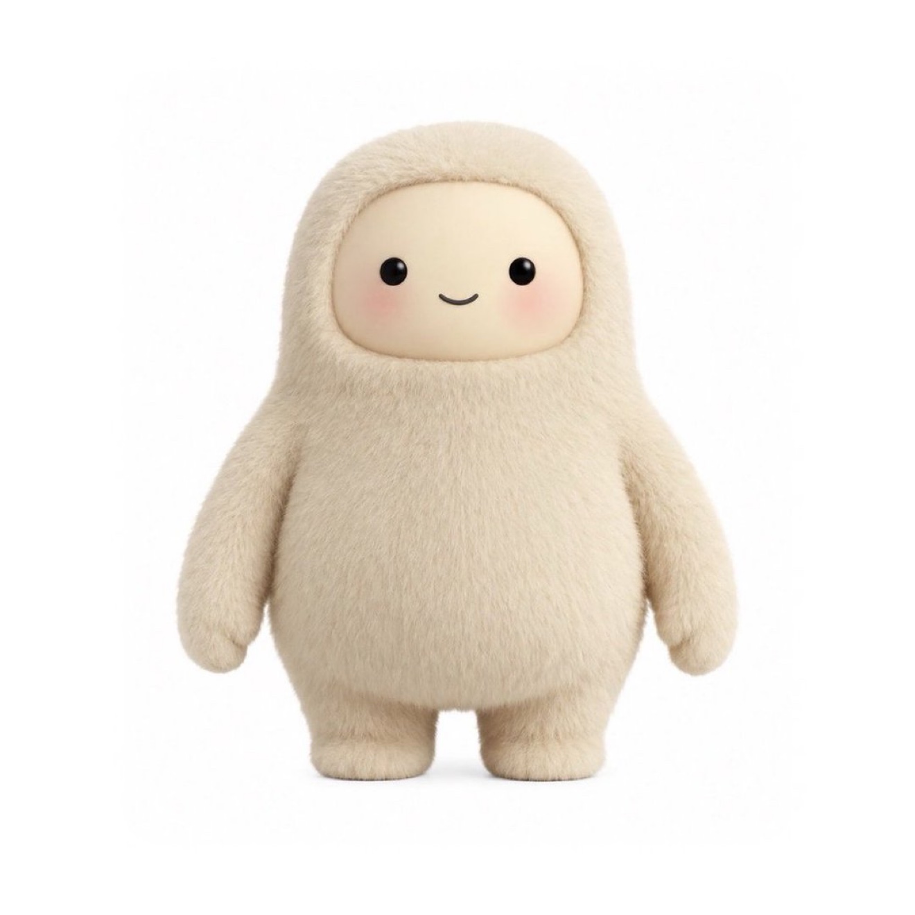 The original Muse character, a small cream fuzzy blob with dot eyes and a smile
